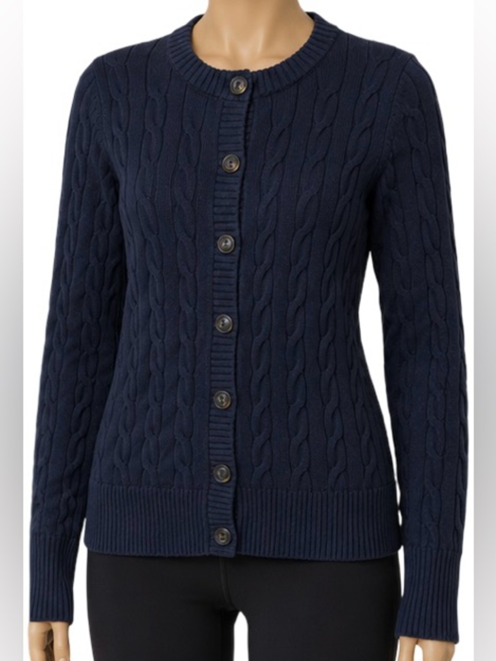L.L. bean Women's The Original Double L Sweater, Cable Cardigan size medium
